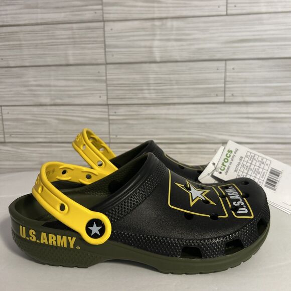 Classic Crocs US Army Green Yellow Black Size Men 4 Women 6 Adults Slip On - Picture 11 of 11